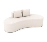 RELAX4LIFE Divano Curvo per 3 Persone, con Seduta Ampia, Schienale, 2 Cuscini e Fondo Antiscivolo, per Salotto, Camera da Letto, Ufficio, 199x97x68 cm (BEIGE)