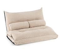 RELAX4LIFE Divano da Terra con 2 Posti, Divano Letto con Schienale Regolabile, 2 Cuscini Comodi, Risparmio di Spazio per Soggiorno, Camera da Letto e Balcone (1, Beige)