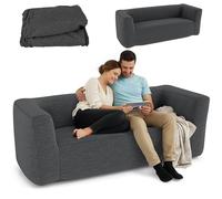 RELAX4LIFE Divano Gonfiabile a 2 Posti, Portatile con Copertura Rimovibile, Braccioli Larghi e Seduta Spaziosa, Mobili Gonfiabili per 2 Persone per Soggiorno, Campeggio (GRIGIO)