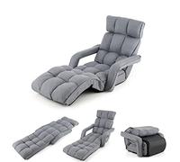 RELAX4LIFE Divano pieghevole pigro, sedia a sdraio regolabile a 6 posizioni, con braccioli e poggiapiedi, seduta imbottita reclinabile pigra per soggiorno, camera da letto, ufficio