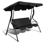 RELAX4LIFE Dondolo da Giardino 2/3 Posti, Dondolo da Esterno in Acciaio, Tettuccio Parasole Regolabile, per Arredo Giardino, Terrazzo e Balcone (170x110x153cm, Nero)