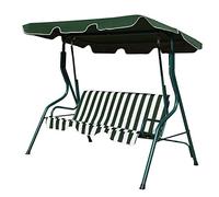 RELAX4LIFE Dondolo da Giardino 2/3 Posti, Dondolo da Esterno in Acciaio, Tettuccio Parasole Regolabile, per Arredo Giardino, Terrazzo e Balcone (170x110x153cm, Verde)