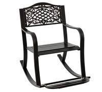 RELAX4LIFE Dondolo da Patio, Poltrona Rocking Chair con Schienale Vintage, Braccioli e Poggiapiedi Ergonomici, Struttura in Alluminio Fuso, Comoda Sedia Oscillante per Patio, Giardino, Balcone
