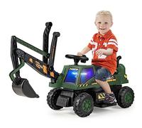 RELAX4LIFE Escavatore Cavalcabile per Bambini, Ruspa Giocattolo Cavalcabile a Pedali per Bambini 3-6 Anni (Verde)