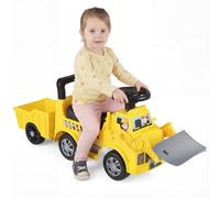 RELAX4LIFE Escavatore con Pala Regolabile, Rimorchio Smontabile, Volante, Suoni e Vano Nascosto, Giocattolo da Costruzione da Cavalcare e Far Scivolare per Bambini 18+ Mesi (Spazzaneve)