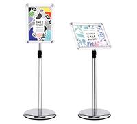 RELAX4LIFE Espositore da Terra per Poster con Cornice a3/a4 in Plexiglass, Altezza Regolabile e Basa Rotonda Girevole a 360° (A4-ARGENTO,2)