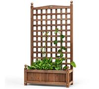 RELAX4LIFE Fioriera con Traliccio con Grande Cassetta da Giardino, Scaffale per Fiori Adatta per Piante Rampicanti, Design a Traliccio Aperto, 64 x 28 x 120 cm, per Cortile, Serra, Balcone