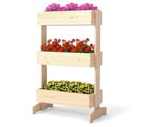 RELAX4LIFE Fioriera da Esterno a 3 Livelli, Fioriera Verticale in Legno, Scaffale per Piante Multifunzionale per Orto, Fai-Da-Te per Interno, per Piante, Verdure e Fiori (Naturale, 69x39x109cm)