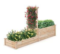 RELAX4LIFE Fioriera da Esterno con Spalliera in Legno, Orto Rialzato con Grigliato e 2 Cassette, Fioriera di Fiori e Piante Rampicanti per Giardino/Balcone/Terrazza/Cortile