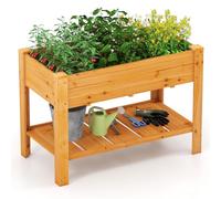 RELAX4LIFE Fioriera da Esterno, Orto Rialzato da Esterno con Fori di Drenaggio e Ripiano Inferiore, Grande Vaso Rettangolare in Legno di Abete, per Balcone, Giardino (120x60x81cm, Arancione)