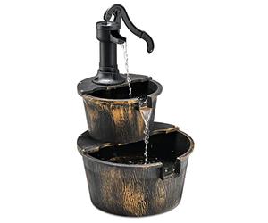 RELAX4LIFE Fontana Decorativa da Giardino 2 Piani, Fontana a Cascata in PP con Pompa d'Acqua, Ideale per Giardino, Cortile e Terrazzo