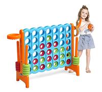 RELAX4LIFE Forza 4 Gioco Gigante per Bambini e Adulti, per Esterno e Interno, (84x33x74cm, con Canestro, Palla, 5 Anelli -D)