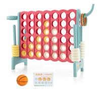 RELAX4LIFE Forza 4 Gioco Gigante per Bambini e Adulti, per Esterno e Interno, (84x33x74cm, con Canestro, Palla, 5 Anelli, Adesivi-A)