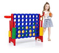 RELAX4LIFE Forza 4 Gioco Gigante per Bambini e Adulti, per Esterno e Interno, (84x33x74cm, con Canestro, Palla, 5 Anelli -B)