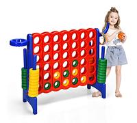 RELAX4LIFE Forza 4 Gioco Gigante per Bambini e Adulti, per Esterno e Interno, (84x33x74cm, con Canestro, Palla, 5 Anelli -A)