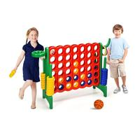 RELAX4LIFE Forza 4 Gioco Gigante per Bambini e Adulti, per Esterno e Interno, (84x33x74cm, con Canestro, Palla, 5 Anelli -C)