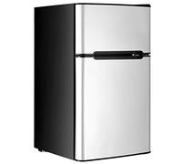 RELAX4LIFE Frigorifero Piccolo con Congelatore, 91L, Doppia Porta, Mini Frigo Portatile con 7 Temperature Regolabili, Luci a LED, Adatto a Camera, Ufficio e Auto, 48,5x49,5x86 cm (Grigio)