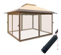 RELAX4LIFE Gazebo da Giardino 3,6x3,6M, Gazebo Pieghevole Impermeabile, 3 Altezze Regolabili, Design Pop Up, Borsa con Ruote, Ideale per Feste, Barbecue e Campeggio(con rete)