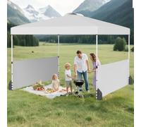 RELAX4LIFE Gazebo da Giardino 3x3 m, con 3 Altezze Regolabili, Pareti Laterali, Pieghevole e Portatile con Borsa a Ruote, 8 Picchetti, 4 Ancoraggi, 4 Corde, per Spiaggia, Festa (BIANCO)