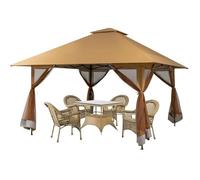 RELAX4LIFE Gazebo da Giardino 4x4M, Gazebo Pop-up Pieghevole con Zanzariera e Doppio Tetto, Altezza Regolabile per Patio, Giardino e Cortile (MARRONE)