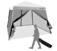 RELAX4LIFE Gazebo da Giardino Pieghevole 3x3M, Impermeabile e Resistente, Altezza Regolabile, Tenda per Fiere, Mercato, Campeggio (3x3x2,37/2,46/2,55M, Grigio)