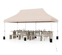 RELAX4LIFE Gazebo Pieghevole 3 x 6M da Esterno, Gazebo Impermeabile da Giardino, Altezza Regolabile, Gazebo Pop-up con Borsa da Trasporto, per Matrimoni e Feste (BEIGE)