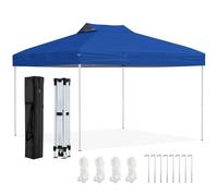 RELAX4LIFE Gazebo Pop-up Pieghevole 3 x 3 M, con Altezza Regolabile, Tessuto Oxford, Borsa da Trasporto, Impermeabile per Eventi Esterno, Protezione UV, per Feste, Campeggio (AZZURRO)