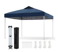 RELAX4LIFE Gazebo Pop-up Pieghevole 3 x 3 M, con Altezza Regolabile, Tessuto Oxford, Borsa da Trasporto, Impermeabile per Eventi Esterno, Protezione UV, per Feste, Campeggio (BLU)
