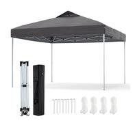 RELAX4LIFE Gazebo Pop-up Pieghevole 3 x 3 M, con Altezza Regolabile, Tessuto Oxford, Borsa da Trasporto, Impermeabile per Eventi Esterno, Protezione UV, per Feste, Campeggio (GRIGIO)