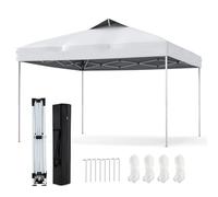 RELAX4LIFE Gazebo Pop-up Pieghevole 3 x 3 M, con Altezza Regolabile, Tessuto Oxford, Borsa da Trasporto, Impermeabile per Eventi Esterno, Protezione UV, per Feste, Campeggio (BIANCO)