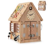RELAX4LIFE Giochi Montessori Busy House, Casetta di attività Occupato Montessori per Bambini, Giocattolo Sensoriale e Educativo per 1/2/3/4/5 Anni