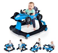RELAX4LIFE Girello per Bambini 6-18 Mesi, Baby Walker 4 in 1 Trasformabile, Carrello Primi Passi e Macchinina a Spinta con Luci e Suoni, Altezza Regolabile, Pieghevole (BLU)