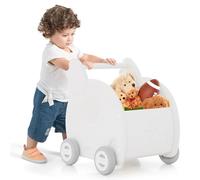 RELAX4LIFE Girello Primi Passi in Legno 2 in 1 per Bambini, con Maniglia e Grandi Ruote, Giocattolo a Forma di Elefante per Ragazzi e Ragazze di 3+ Anni, Montaggio Facile