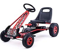 RELAX4LIFE Go Kart a Pedali per Bambini con Sedile Regolabile, Freno a Mano e Ruote Antiscivolo, Carico di 30 kg, 92 x 50 x 53 cm, per Bambini dai 3 ai 6 anni (Rosso, Large)