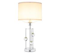 RELAX4LIFE Lampada da Tavolo, Lampada da Comodino con Paralume in Tessuto di Lino, 3 Sfere Decorative, Stile Moderno, Abat Jour da Comodino per Camera da Letto, Soggiorno e Studio