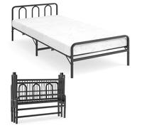 RELAX4LIFE Letto Pieghevole Singolo in Metallo con Materasso in Memory Gel, Testiera con Angoli Arrotondati, per Camera da Letto, Ospiti o Dormitorio, 204 x 91 cm