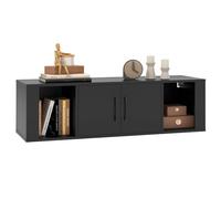 RELAX4LIFE Libreria a Parete con 2 Cubi, Mobile TV Sospeso in Legno, Libreria Multiuso Salvaspazio per Soggiorno, Camera da Letto e Ufficio, 108 x 33 x 30,5 cm (Nero)