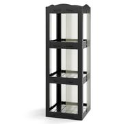 RELAX4LIFE Libreria Girevole a 360°, Scaffale a 3/4/5 Livelli con Pannelli Trasparenti e Base Girevole, Mobile Contenitore per Camera da Letto, Soggiorno e Ufficio in Casa (Nero,3 Livelli)