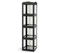 RELAX4LIFE Libreria Girevole a 360°, Scaffale a 3/4/5 Livelli con Pannelli Trasparenti e Base Girevole, Mobile Contenitore per Camera da Letto, Soggiorno e Ufficio in Casa (Nero,4 Livelli)