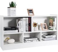 RELAX4LIFE Libreria in Legno a 2 Livelli, 5 Scomparti, Struttura Stabile, Portata 60 kg, Adatta a Soggiorno, Camera da Letto, Studio (Bianco)