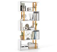 RELAX4LIFE Libreria Scaffale a 5 Livelli in Legno, Struttura in Metallo, Divisorio per Stanza, Scaffale Portaoggetti per Soggiorno, Camera da Letto, Ufficio, Carico 120kg, 70 x 24 x 157 cm