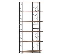 RELAX4LIFE Libreria Scaffale a 5 Ripiani, Mensola in Legno e Struttura in Metallo, Scaffale per Libri e Pianti, Espositore per Soggiorno, Casa e Ufficio (Marrone)