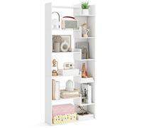 RELAX4LIFE Libreria Scaffale a 6 Ripiani, Scaffale Alto con 10 Scomparti, Espositore Moderno in Legno per Studio, Ufficio, Soggiorno, 69 x 22 x 163 cm (Bianco)