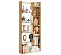 RELAX4LIFE Libreria Scaffale a 6 Ripiani, Scaffale Alto con 10 Scomparti, Espositore Moderno in Legno per Studio, Ufficio, Soggiorno, 69 x 22 x 163 cm (Naturale)