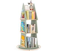 RELAX4LIFE Libreria Scaffale Girevole per Bambini, Porta Libri Rotante a 4 Livelli, Forma di Albero, Libreria Angolare in Legno per Soggiorno, Camera da Letto e Studio, 48 x 48 x 102 cm