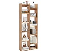 RELAX4LIFE Libreria Scaffale in Legno, Libreria a 10 Cubi con Kit Anti-Ribaltamento, Divisorio Scaffale di Stoccaggio per Studio, Camera da Letto, Soggiorno (Naturale, 65 x 20 x 162 cm)