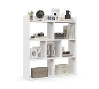 RELAX4LIFE Libreria Scaffale in Legno, Libreria a 7 Cubi con Kit Anti-Ribaltamento, Espositore Scaffale di Stoccaggio per Studio, Camera da Letto, Soggiorno (Bianco, 80 x 20 x 90 cm)