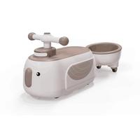 RELAX4LIFE Macchina Cavalcabile 2-in-1 per Bambini, a Ondulazione, Scorrevole per Bambini con Rimorchio Staccabile, Spazio Sotto il Sedile, Luce LED, 5 Musiche, Ruote Lisce (MARRONE)