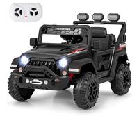 RELAX4LIFE Macchina Elettrica per Bambini 12 V con Telecomando,Porta USB, Musica e Luci, Avvio lento, 3 Velocità Regolabile 3-6 km/h, per 3 Anni+, Carico 30 kg,Avanti/Indietro/Destro/Sinistra (NERO)