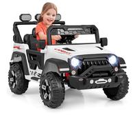 RELAX4LIFE Macchina Elettrica per Bambini 12 V con Telecomando,Porta USB, Musica e Luci, Avvio lento, 3 Velocità Regolabile 3-6 km/h, per 3 Anni+, Carico 30 kg,Avanti/Indietro/Destro/Sinistra (BIANCO)